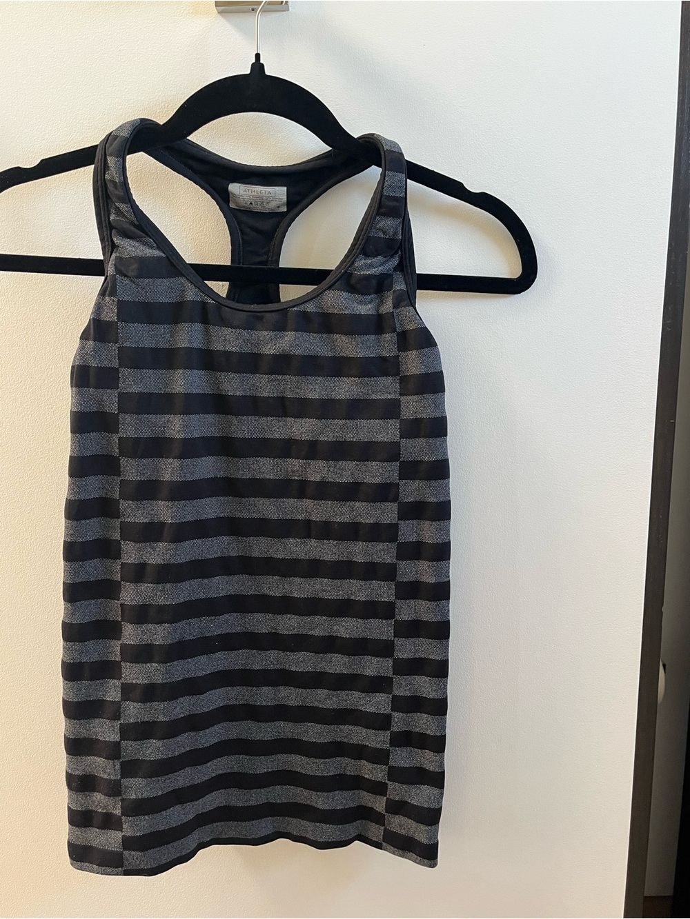 Athleta Black and Gray Striped Racerback Tank